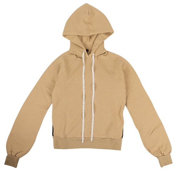 UNRAVEL PROJECT Tan Cut Out Shoulder Hooded Sweatshirt Size XS $840 - Picture 1 of 3